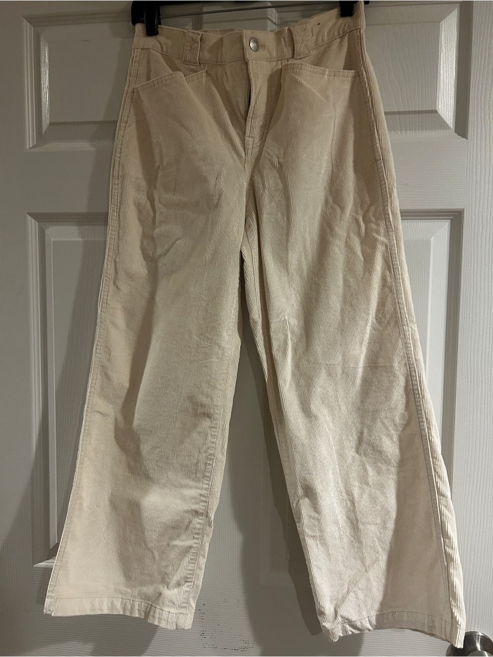 Madewell The Emmett Wide-Leg Cream Corduroy Pants